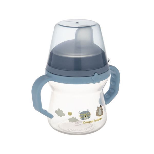 Canpol babies Кружка тренувальна з силіконовим носиком FirstCup 150 мл BONJOUR PARIS - блакитна 01237103 фото