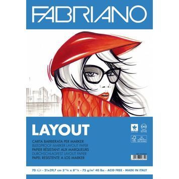 Склейка для маркерів Layout А4 (21*29,7см), 75г/м2, 70л., Fabriano 01010601 фото