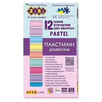 Пластилін ZB.6240 12кол., Pastel, 200гр 01230608 фото