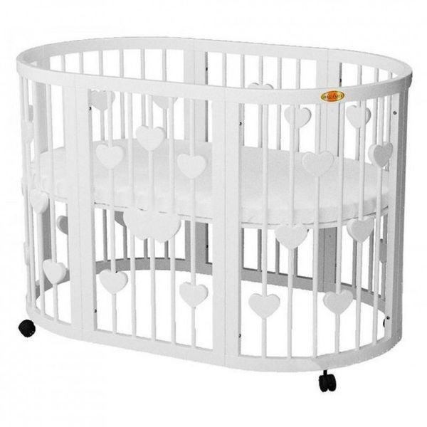Ліжечко Smart Bed Round 72/100 біле,серця,без отворів 100001000004/1349003 01173796 фото