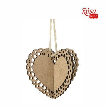 Заготовка Серце ажурное 3D 2, ДВП, 10х10см, 2шт, ROSA TALENT 579619 фото