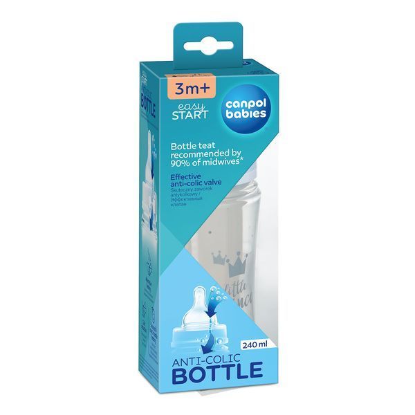 Canpol babies Пляшка антиколікова з широким отвором 240 мл PP Easystart Royal baby синя 35/234_blu 01200253 фото