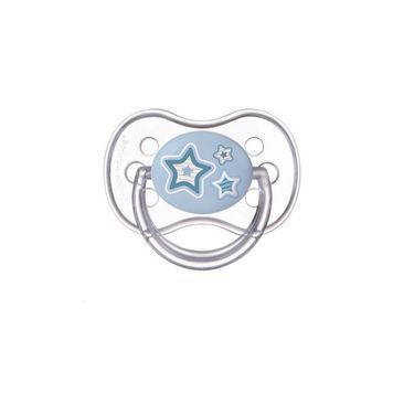 Пустышка силиконовая симметричная 0-6 м-цев Newborn baby - бежевые сердца [22/580_blu] 910611 фото