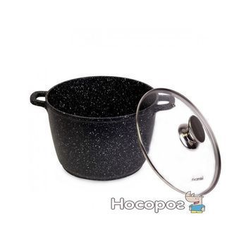 Каструля Kamille 24 * 16,5 см з литого алюмінію з антипригарним покриттям "чорний мармур" і скляною кришкою (4407) 925791 фото