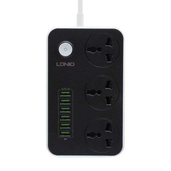 LDNIO SC3604 (3x220V+6USB/3.4A/2m) Чорний/Білий 700844 фото