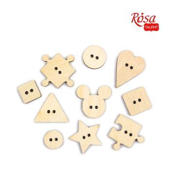 Мини-заготовки &bdquo;Пуговицы&ldquo;, фанера, 10шт., ROSA TALENT 579110 фото